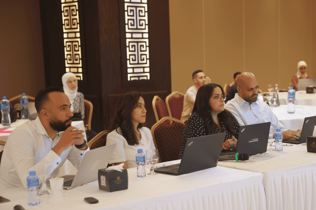 Palestinian tech experts in a panel