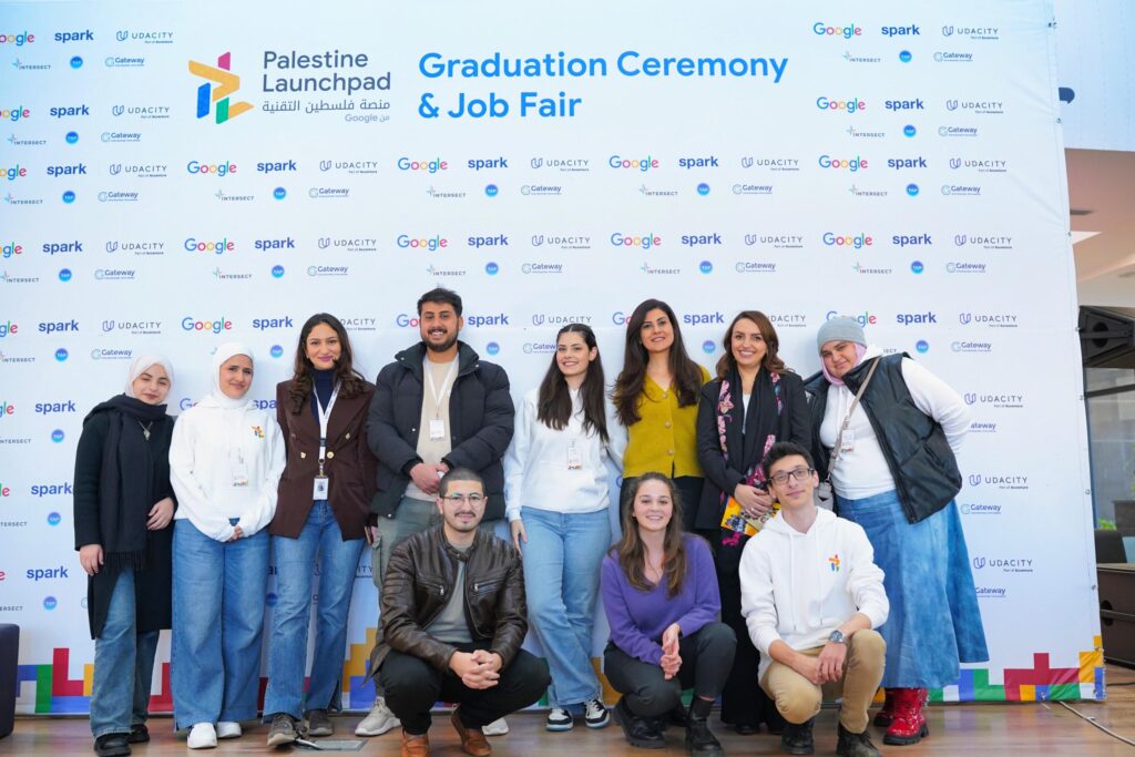 group photo of graduates of the Palestine Launchpad tech programme